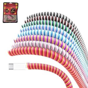 crysendo spiral triple colors 15 meters each-full size cable cord protectors winders for mobile phone charging cable earphones b triple colour 2pcs