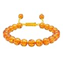 Crystal Bracelet for Women Men - AAA Grade Original Healing Gemstone Adjustable Bracelet for Yoga Reiki Meditation Feng Shui (Amber)