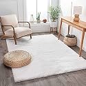 Shaggy Modern Rug Soft Handwoven Plain California Premium Shag Collection with 2x4 feet (60 x 120 cm) Plain White Color 5 cm Pile Height for Living Room|Home and Bedroom