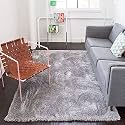 Micro Silk Fiber Soft Handwoven Plain California Premium Shaggy Modern Rug (3x5 feet, Silver)