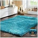 Shaggy Carpet Plain Fur Rugs for Bedroom Living Room 9x12 Feet Microfiber 2 Inch Pile Height Modern Interior Mats Turquoise