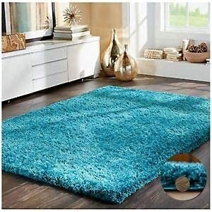 shaggy modern rug soft handwoven plain california premium shag collection with 2x5 feet 60 x 120 cm plain turquoise color for living roomhome and bedroom