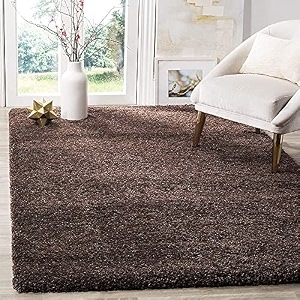 shaggy modern rug soft handwoven plain california premium shag collection with 6x9 feet 180 x 270 cm brown color 5 cm pile height for living roomhome and bedroom