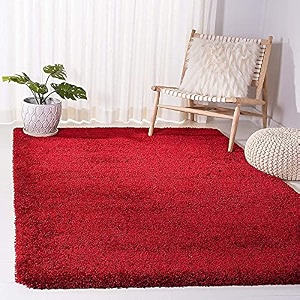 shaggy modern rug soft handwoven plain california premium shag collection with 2x6 feet 60 x 180 cm red color 5 cm pile height for living roomhome and bedroom