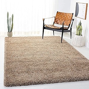 shaggy modern rug soft handwoven plain california premium shag collection with 6x6 feet square 180 x 180 cm biege color 5 cm pile height for living roomhome and bedroom