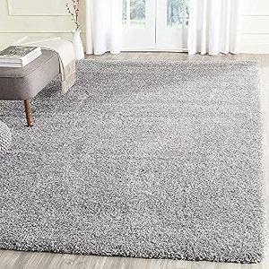 shaggy modern rug soft handwoven plain california premium shag collection with 8x11 feet 240 x 330 cm silver color 5 cm pile height for living roomhome and bedroom