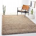 Shaggy Modern Rug Soft Handwoven Plain California Premium Shag Collection with 5x5 feet Square (150 x 150 cm) Biege Color 5 cm Pile Height for Living Room|Home and Bedroom