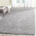 Shaggy Modern Rug Soft Handwoven Plain California Premium Shag Collection with 5x5 feet Round (150 x 150 cm) Silver Color 5 cm Pile Height for Living Room|Home and Bedroom