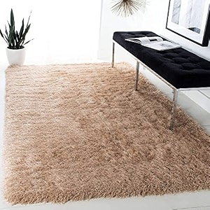 soft handwoven fiber modern rug plain california premium shaggy with plain color 5 cm pile height for home and bedroom 4x4 feet square120 x 120 cm beige