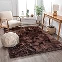 Soft Handwoven Fiber Modern Rug Plain California Premium Shaggy with Plain Color 5 cm Pile Height for Home and Bedroom (6x6 feet Square/180 x 180 cm, Brown)