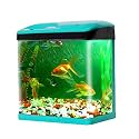 Crystal Clear 28-Liter Complete Aquarium | Home &amp; Office Fish Tank with Advanced Filtration System (SOBO-400F) | Blue Decorative Glass Aquarium for Freshwater &amp; Small Aquatic Pets