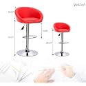 Crystal Creek® Bling Modern Hexa PU Leather Adjustable Swivel Bar Stools with Back, Set of 1, Armless Hydraulic Kitchen Counter Height Bar Chair for Cafeteria Dining Pubs (Red)