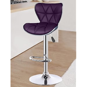 crystal creek vortex modern hexa pu leather adjustable swivel bar stools with back set of 1 suitable for kitchen cafeteria diningpubs officeshops purple