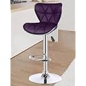 Crystal Creek® Vortex Modern Hexa PU Leather Adjustable Swivel Bar Stools with Back, Set of 1, Suitable for Kitchen, Cafeteria, Dining,Pubs, Office,Shops (Purple)