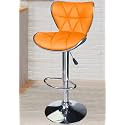 Crystal Creek® Vortex Modern Hexa PU Leather Adjustable Swivel Bar Stools with Back, Set of 1, Suitable for Kitchen, Cafeteria, Dining,Pubs, Office,Shops (Orange)