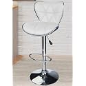 Crystal Creek® Vortex Modern Hexa PU Leather Adjustable Swivel Bar Stools with Back, Set of 1, Suitable for Kitchen, Cafeteria, Dining,Pubs, Office,Shops (White)