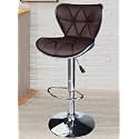 Crystal Creek® Vortex Modern Hexa PU Leather Adjustable Swivel Bar Stools with Back, Set of 1, Suitable for Kitchen, Cafeteria, Dining,Pubs, Office,Shops (Brown)