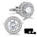 Crystal Cufflinks for Men CZ Cuff Links Sparkle Diamond Gold Ornate Cufflinks for Wedding Groom Best Man