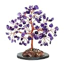 Crystal Divine Protective Black Tourmaline Tree Handmade Natural Gemstone Tree for Shielding and Grounding Energy in Home Decor Crystal Tree Home Decor (Amethyst Small Tree 108 Beads)