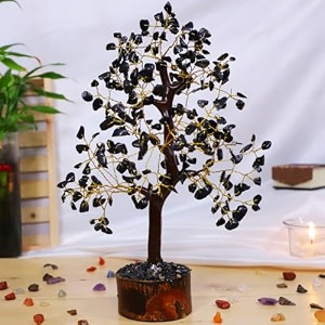 black tourmaline crystal tree handmade home decor items crystal bonsai tree showpiece for home decor vastu gift items for home decoration hall decoration items healing crystals tree