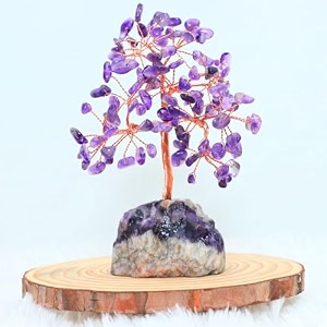 protective black tourmaline tree - handmade natural gemstone for shielding and grounding energy - home decor amethyst with am 108 beads