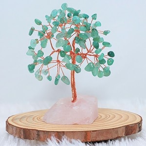 protective black tourmaline tree - handmade natural gemstone for shielding and grounding energy - home decor green aventurine with rq 108 beads
