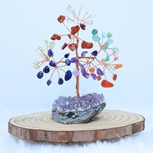 protective black tourmaline tree - handmade natural gemstone for shielding and grounding energy - home decor seven chakra with am 63 beads