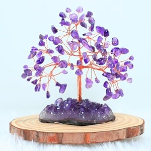 protective black tourmaline tree - handmade natural gemstone for shielding and grounding energy - home decor amethyst with fam 108 beads