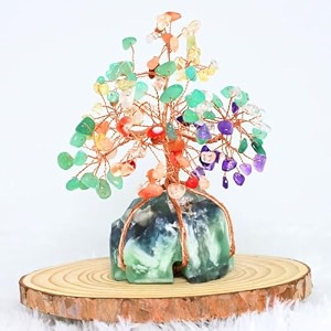 protective black tourmaline handmade natural gemstone tree for shielding and grounding energy - home decor seven chakra tree 135 beads