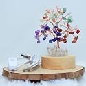 Protective Black Tourmaline Handmade Natural Gemstone Tree for Shielding and Grounding Energy in Home Decor (Seven Chakra With USB 63 Beads)