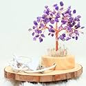 Protective Black Tourmaline Tree Handmade Natural Gemstone Tree for Shielding and Grounding Energy in Home Decor Crystal Tree Home Decor (Amethyst with USB Cable 108 Beads)