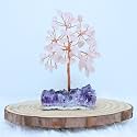 Protective Black Tourmaline Tree - Handmade Natural Gemstone for Shielding and Grounding Energy - Home Decor (Rose Quartz With AM 63 Beads)
