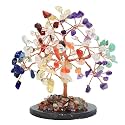 Protective Black Tourmaline Handmade Natural Gemstone Tree for Shielding and Grounding Energy - Home Decor (Seven Chakra Small Tree 108 Beads)