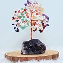 Protective Black Tourmaline Handmade Natural Gemstone Tree for Shielding and Grounding Energy - Home Decor (Seven Chakra Tree With AM 108 Beads)