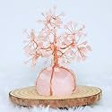 Protective Black Tourmaline Tree Handmade Natural Gemstone Tree for Shielding and Grounding Energy in Home Decor Crystal Tree Home Decor (Rose Quartz Round Base 135 Beads)