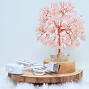 Protective Black Tourmaline Tree - Handmade Natural Gemstone for Shielding and Grounding Energy - Home Decor (Rose Quartz With USB Cable 162 Beads)