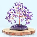 Protective Black Tourmaline Tree - Handmade Natural Gemstone for Shielding and Grounding Energy - Home Decor (Amethyst With FAM 108 Beads)