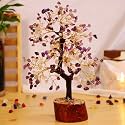 Rose Quartz &amp; Amethyst Crystal Bonsai Tree Home Decor Showpiece - Vastu Gift for Hall Decoration - Healing Crystals Tree