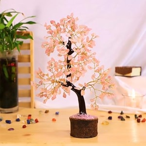 rose quartz crystal tree handmade home decor items crystal bonsai tree showpiece for home decor vastu gift items for home decoration hall decoration items healing crystals tree gifts