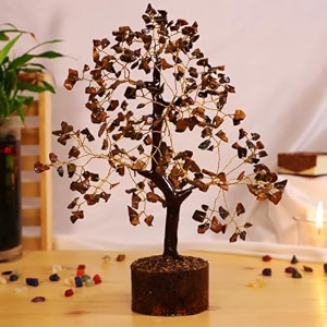 tiger eyes bonsai tree handmade home decor showpiece - vastu gift for hall decoration - healing crystals