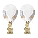 Crystal Faceted Lamp Cap Knob, Diamond Cut Water Drop Shape Finials for Shade, Decorative Top Screw for Gold Lamp Holder