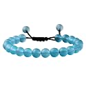 Crystal Heaven Aquamarine Glowing Mermaid Glass Bracelet for Women Men Iridescent Bracelet - Beautiful Shiny Glass Beads Bracelet, Adjustable Beaded Bracelet for Positive Energy