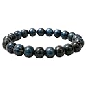 Crystal Heaven Blue And Black Tiger Eye Bracelet For Women Men With Healing Crystal And Reiki Stone - Beautiful Gemstone Beaded Bracelet For Balance, Harmony &amp; Positive Energy