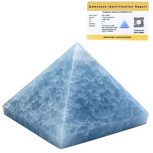 crystal heaven blue calcite pyramid - 234 inch pyramid for positive energy vastu reiki feng shui and chakra healing energy balancing