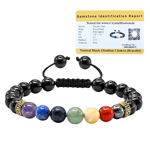 crystal heaven certified black obsidian with chakra bracelet for women men with healing crystal and reiki stone - beautiful gemstone adjustable beaded bracelet for balance harmony amp positive energy