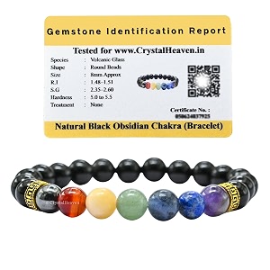 crystal heaven certified black obsidian with chakra bracelet for unisex