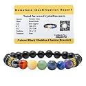 Crystal Heaven Certified Black Obsidian with Chakra Bracelet For Unisex