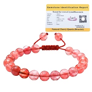 crystal heaven certified cherry quartz bracelet for women men with healing crystal and reiki stone-beautiful gemstone adjustable beaded bracelet for balanceharmonyamppositive energy