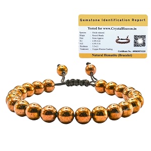 crystal heaven certified copper hematite bracelet for women men with healing crystal and reiki stone - beautiful gemstone adjustable beaded bracelet for balance harmony amp positive energy
