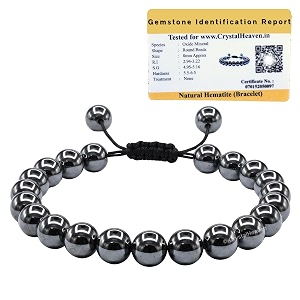 certified hematite bracelet for women men with healing crystal